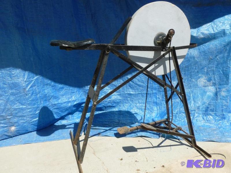 lot 48 image: Large Antique R-W Foot Operated Grinding Whee...