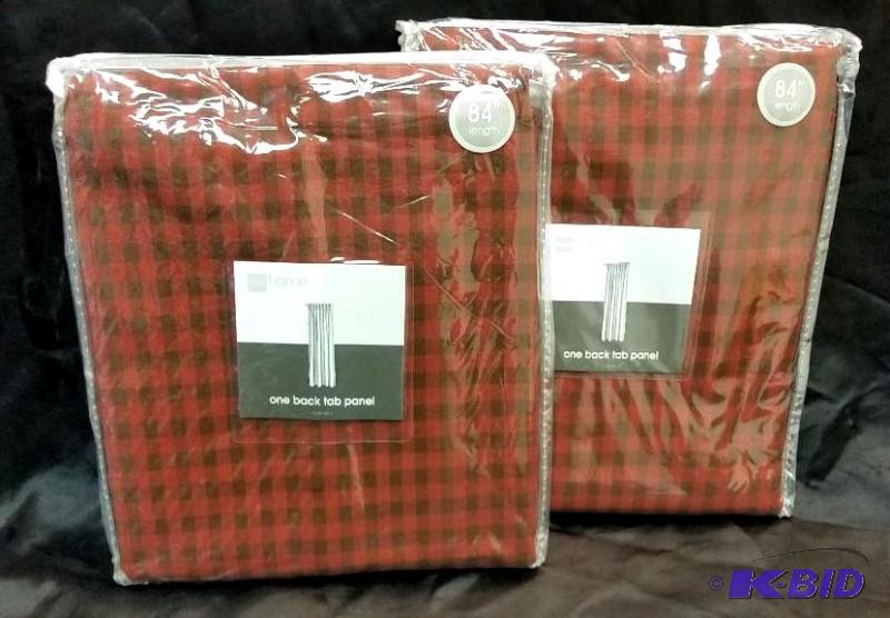 lot 31 image: Home Collection Black and Red Linen Tab Panel 41 W x 84 L