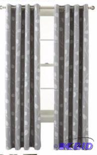 lot 42 image: Martha Window Hampton Leaf Grommet-Top Curtain Panel Skyline Gray
