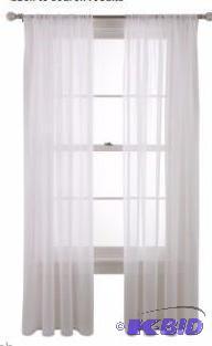 lot 44 image: Martha Window Voile Rod-Pocket Sheer Panel Cool White