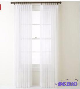lot 48 image: Pinch-Pleat Sheer Panel Pair Cool White