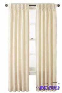 lot 6 image: Supreme Palace Antique Satin Lined Pinch-Pleat Curtain Panels Ivory
