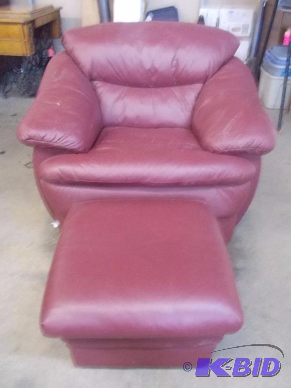 Upholstered Chair with Ottoman