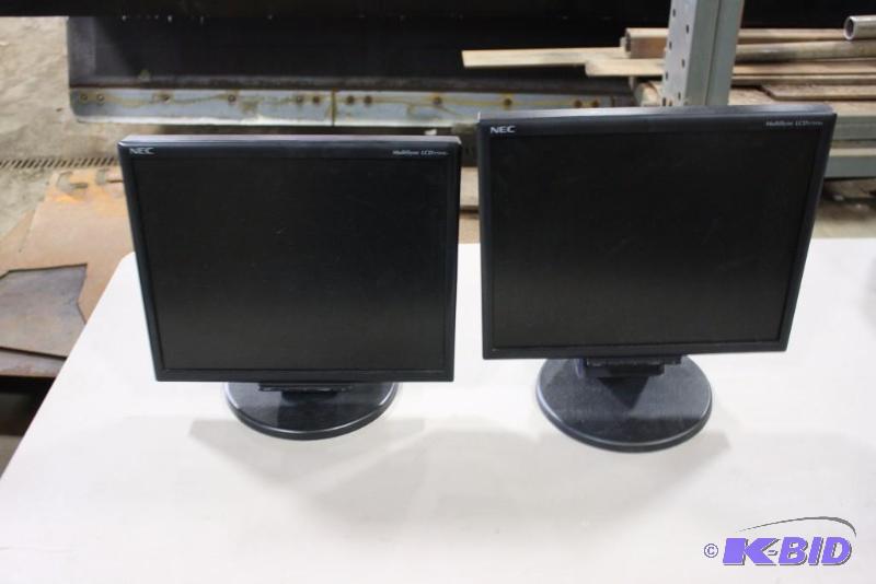 lot 100 image: Lot of (2) NEC 17 Computer Monitors Models LCD175VX Adjustable Stand.