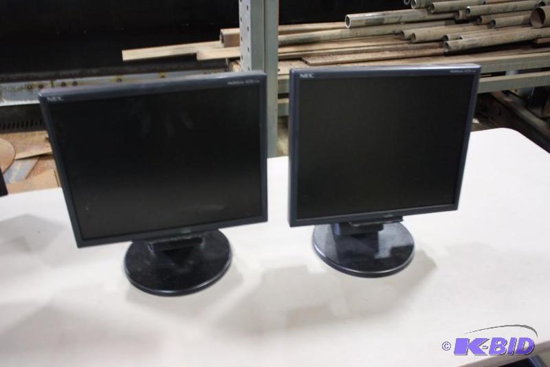 lot 101 image: Lot of (2) NEC 17 Computer Monitors Models 175M Adjustable Stand.
