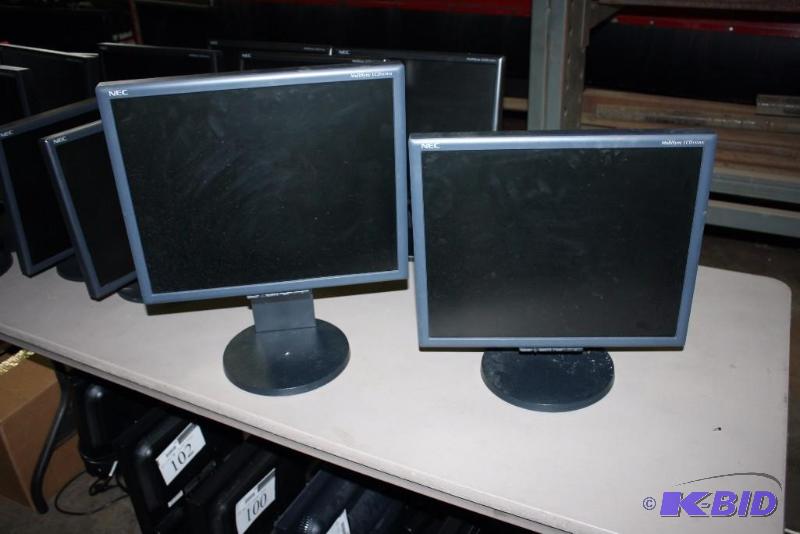 lot 103 image: Lot of (2) NEC 17 Computer Monitors Models LCD1970VX Adjustable Stand.