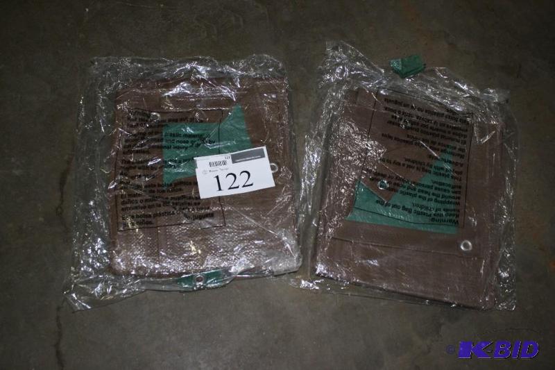 lot 122 image: Lot of (2) Brown Plastic Tarps In Package 6 x 10.