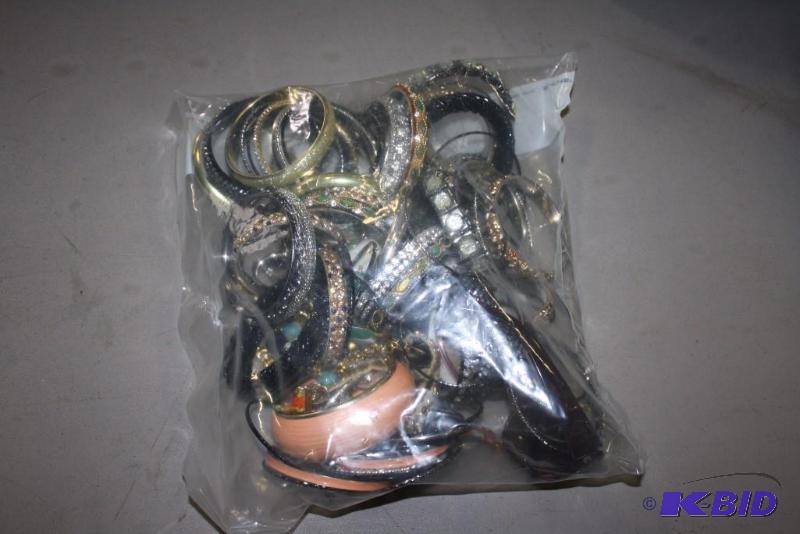 lot 145 image: Bag Lot of Bracelets Miscellaneous Styles Metal wFake Jewels.