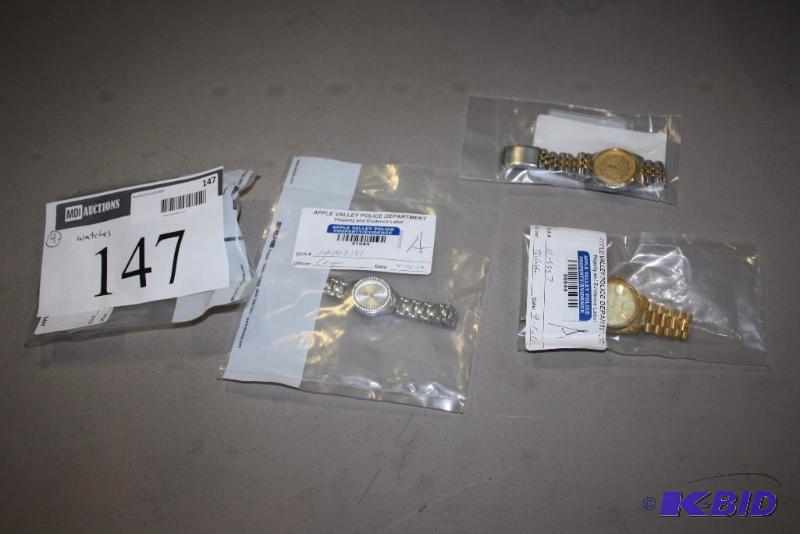 lot 147 image: Lot of (4) Wrist Watches Miscellaneous Styles.
