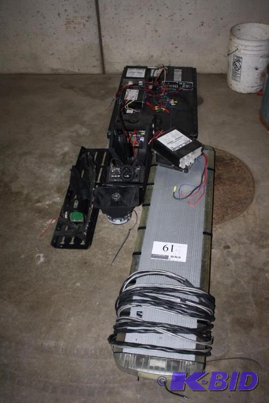 lot 19 image: Police Cruiser Lot of (4) Including Light Bar Trunk Organizer Loudspeak Siren Gun Holder wLock.