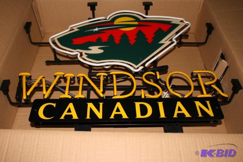 lot 197 image: Windsor Neon Sign, Has Minnesota Wild Emblem, Model Me-120-9000-30, Input 120VAC, 5060Hz, 0.75A.