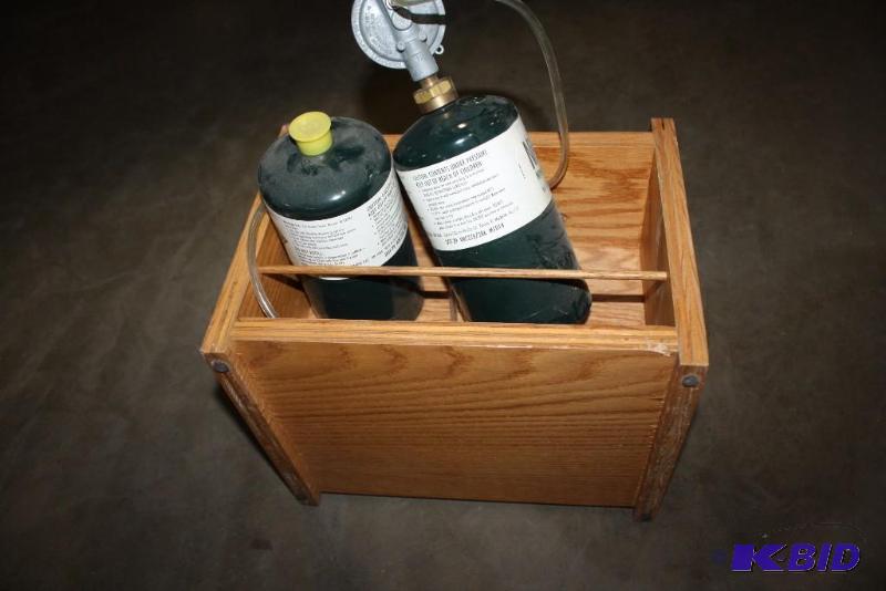 lot 215 image: Lot of (2) Nitrogen Tanks and Holder.