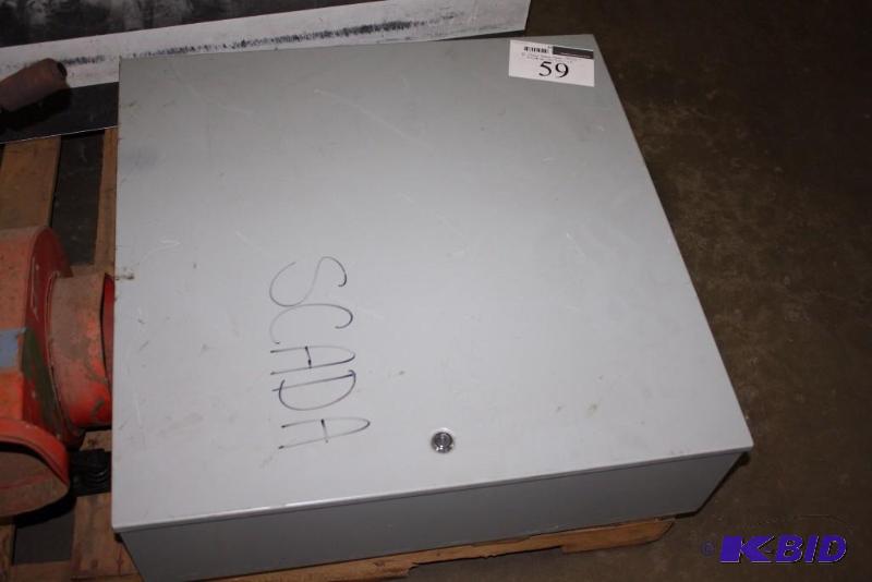 lot 59 image: Lot of (2) Including Metal Storage Drawer, 49 x 12 x 7 Electric Box, 30.5 x 30.5 x 9.