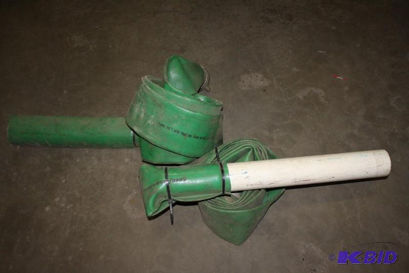 lot 61 image: Lot of (2) Green Fire Hoses wAdapters 4 Connector.