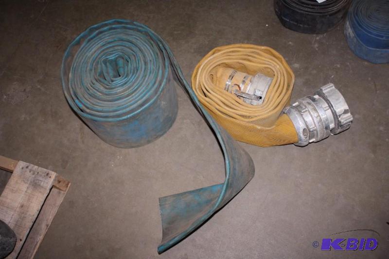 lot 64 image: Lot of (2) YellowBlue Fire Hoses wAdapters 4 Connector.