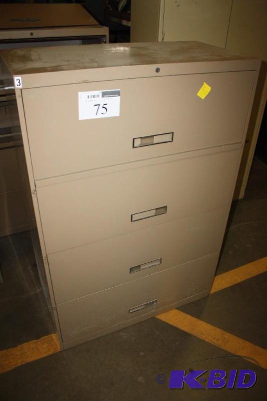 lot 75 image: Lot of (2) Filing Cabinets 4-Drawers Beige 36 x 18 x 53.