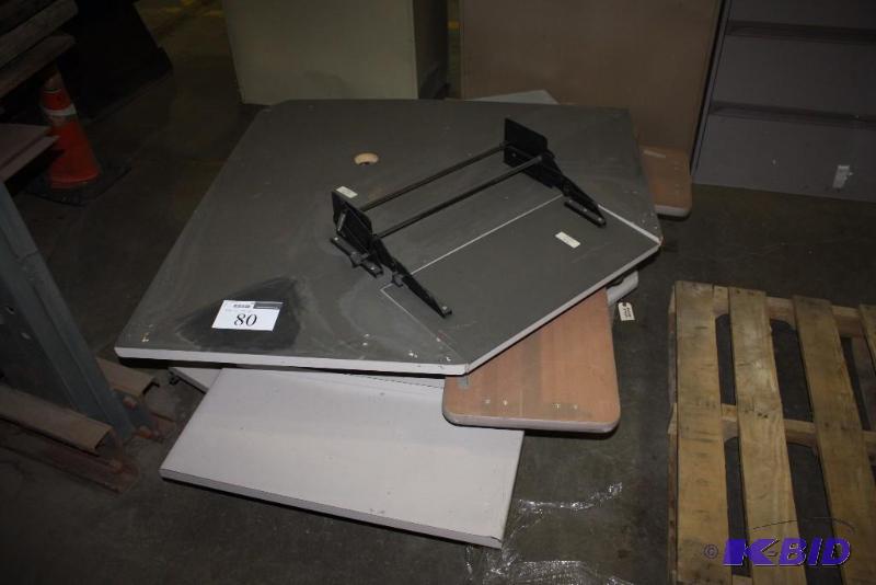 lot 80 image: Pallet Lot of Desk Tops Including Gray Desktops Rectangular & Square Wood-Finish And More.