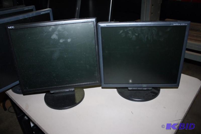 lot 90 image: Lot of (2) NEC 17 Computer Monitors Models LCD175VX, 175M Adjustable Stand.