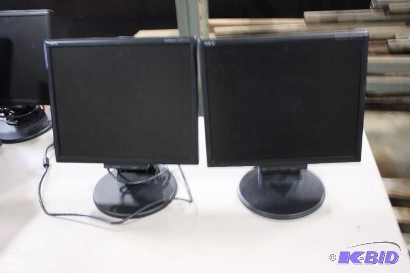 lot 91 image: Lot of (2) NEC 17 Computer Monitors Models LCD175VX Adjustable Stand.