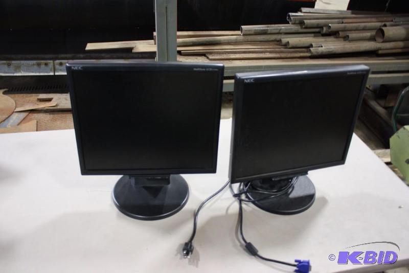 lot 92 image: Lot of (2) NEC 17 Computer Monitors Models LCD175VX Adjustable Stand.