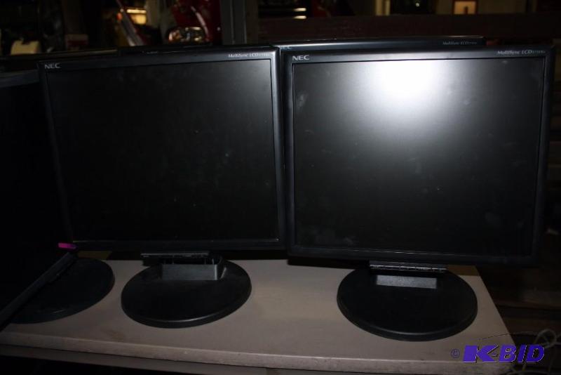 lot 93 image: Lot of (2) NEC 17 Computer Monitors Models LCD175VX Adjustable Stand.