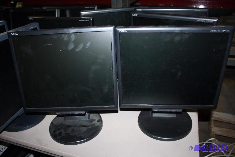 lot 94 image: Lot of (2) NEC 17 Computer Monitors Models LCD175VX Adjustable Stand.