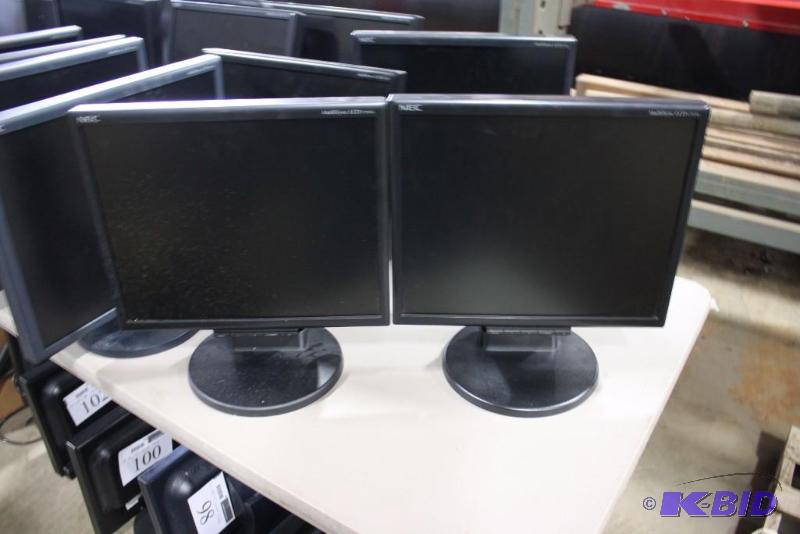 lot 96 image: Lot of (2) NEC 17 Computer Monitors Models LCD175VX Adjustable Stand.