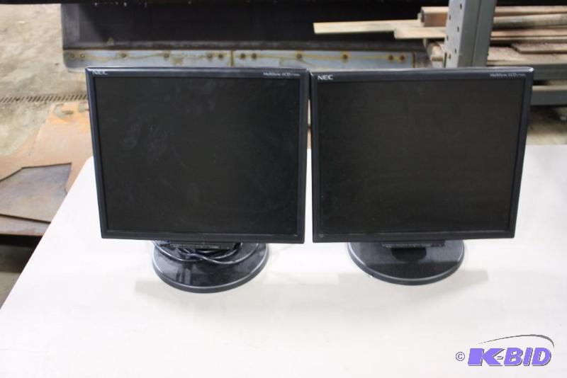 lot 97 image: Lot of (2) NEC 17 Computer Monitors Models LCD175VX Adjustable Stand.