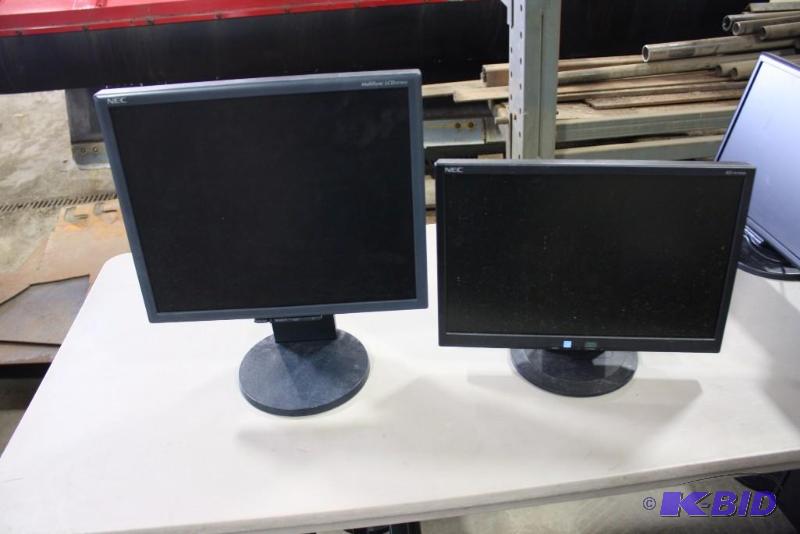 lot 98 image: Lot of (2) NEC 17 Computer Monitors Models LCD1970VX, AS191WM Adjustable Stand.