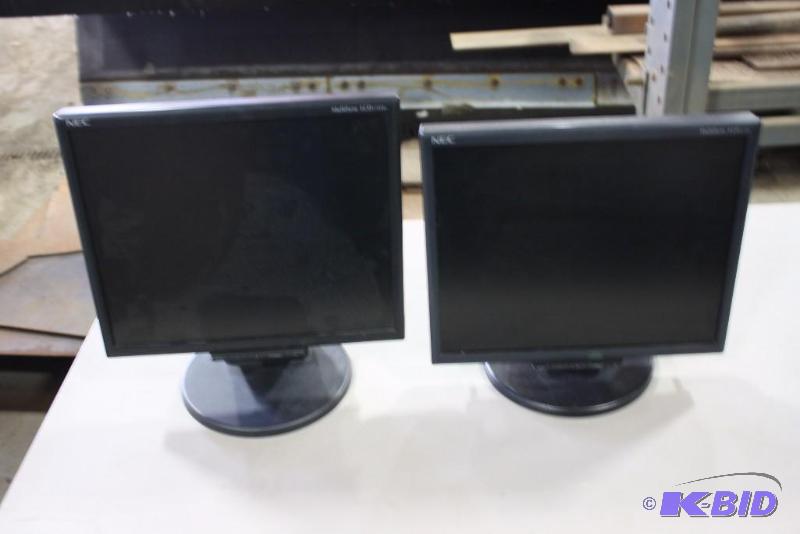 lot 99 image: Lot of (2) NEC 17 Computer Monitors Models LCD175VX, 175M Adjustable Stand.