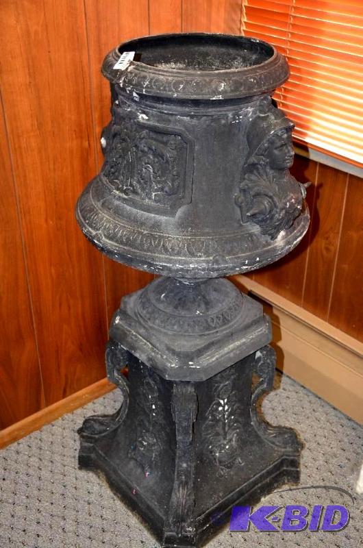 lot 17 image: Vintage Cast Aluminum UrnPlanter ...