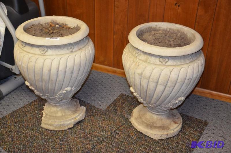 lot 19 image: 2 Stone UrnPlanters 25" t x 17" ...