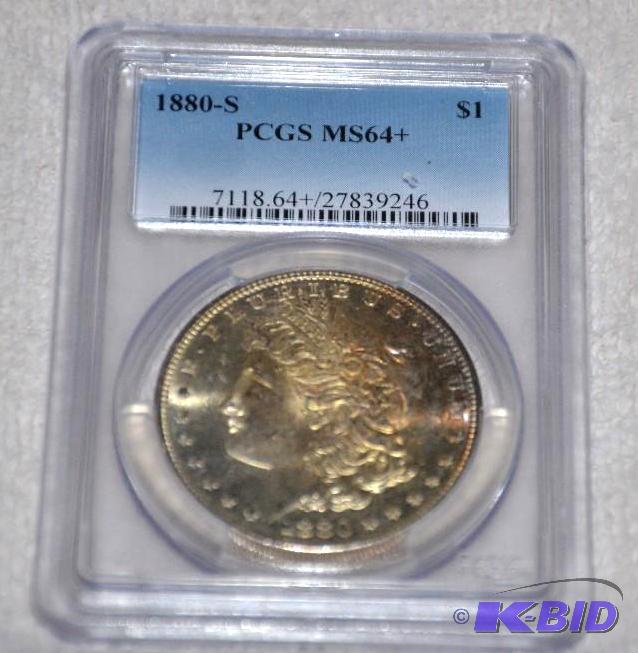 lot 30 image: 1880 S Morgan Silver Dollar Graded by PCGS MS...