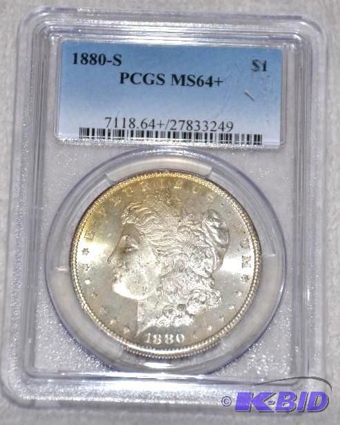 lot 35 image: 1880 S Morgan Silver Dollar graded by PCGS MS...