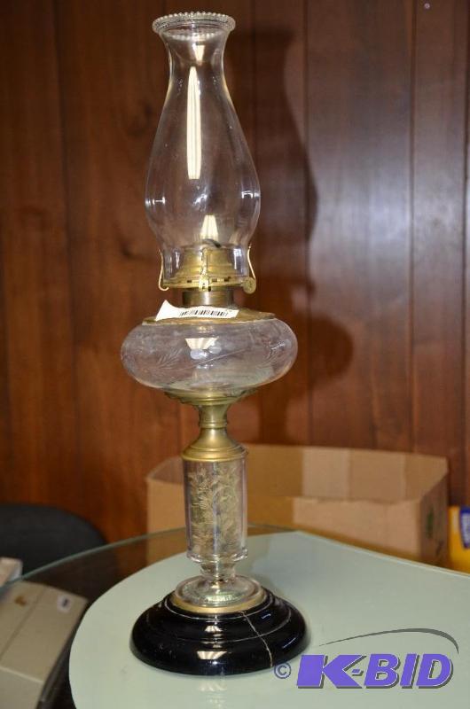 lot 54 image: No. 2 Queen Anne Antique Kerosene Farm lamp. ...
