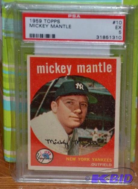 lot 7 image: 1959 Topps Mickey Mantle Card Graded by PSA #...