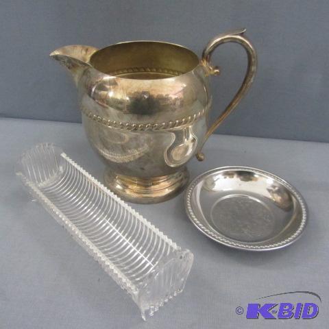 Silver Pitcher, Cracker Tray