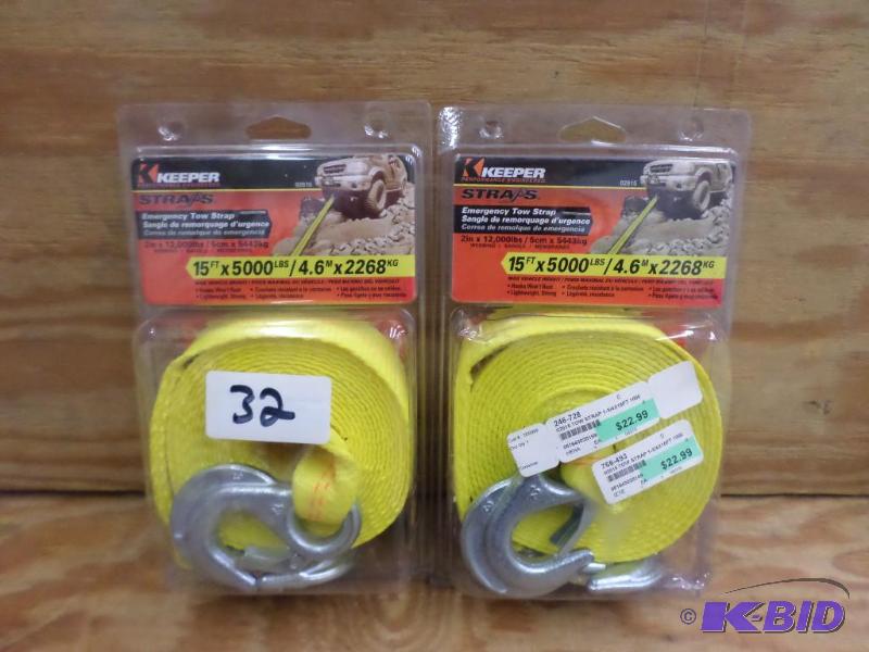 (2) New Keeper 6ft 5000# Tow Straps...