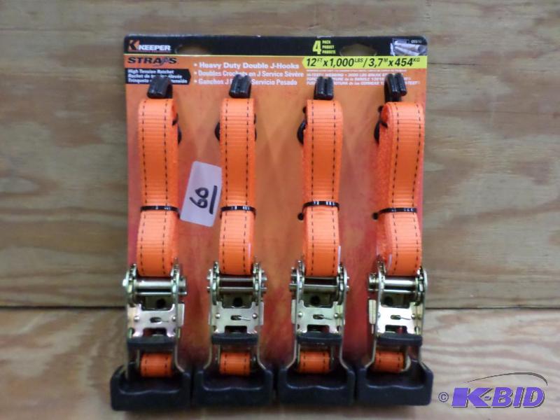 (4) New Keeper 12ft 1000# Ratchet Straps...
