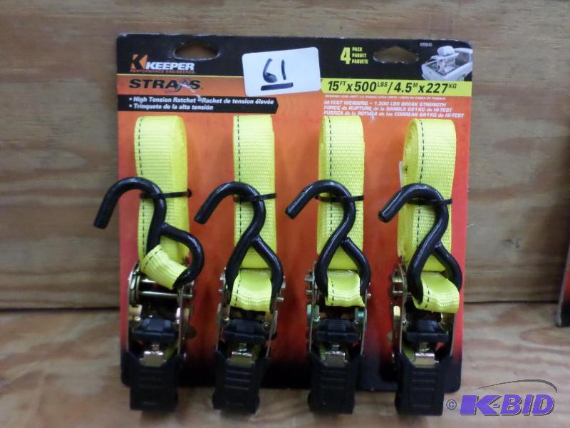 (4) New Keeper 15ft 500# Ratchet Straps...