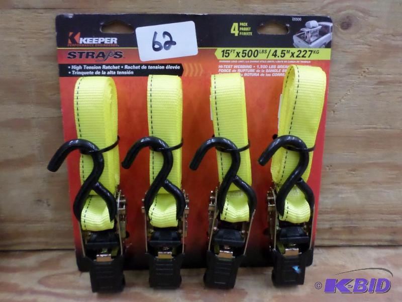 (4) New Keeper 15ft 500# Ratchet Straps...