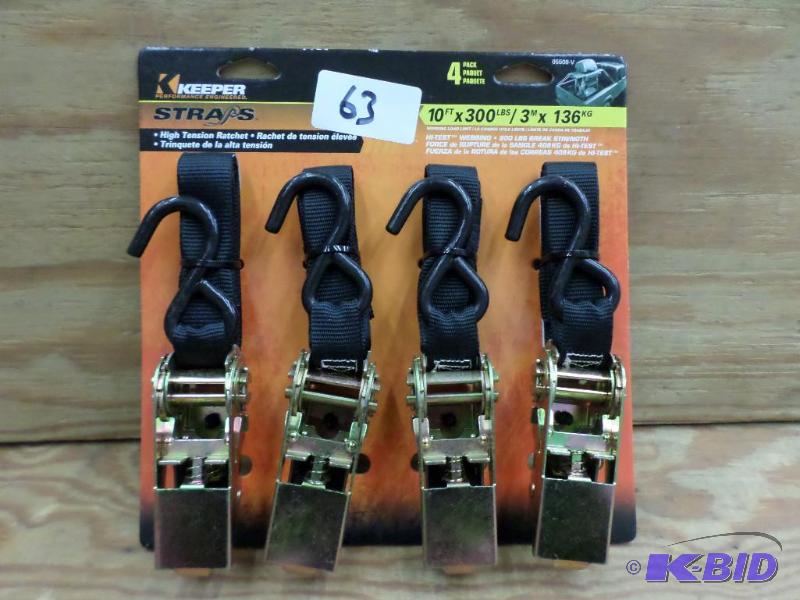(4) New Keeper 10ft 300# Ratchet Straps...
