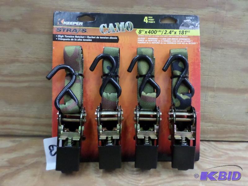 (4) New Keeper 8ft 400# Ratchet Straps...