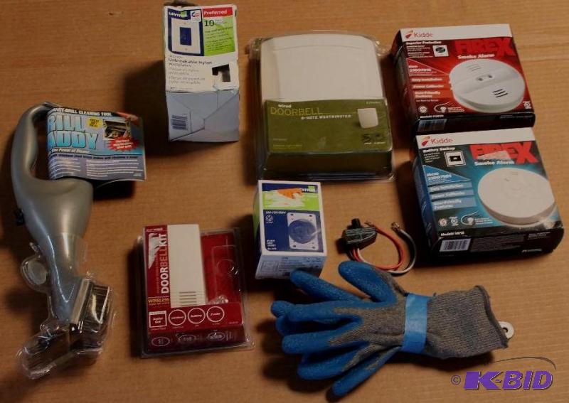 9 Item Lot Grill Brush, Wireless Door Bell, Smoke Alarm and More