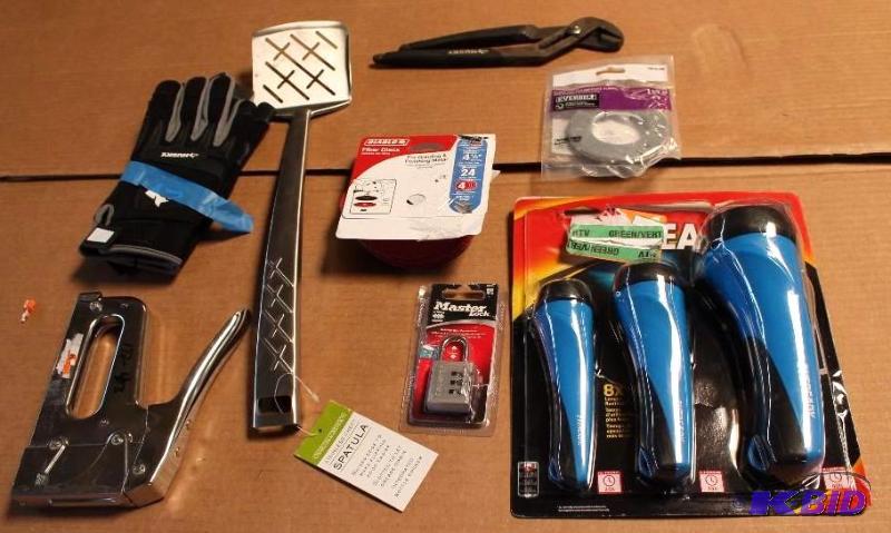 8 Item Lot Sanding Disks, Flashlight, Pliers and More
