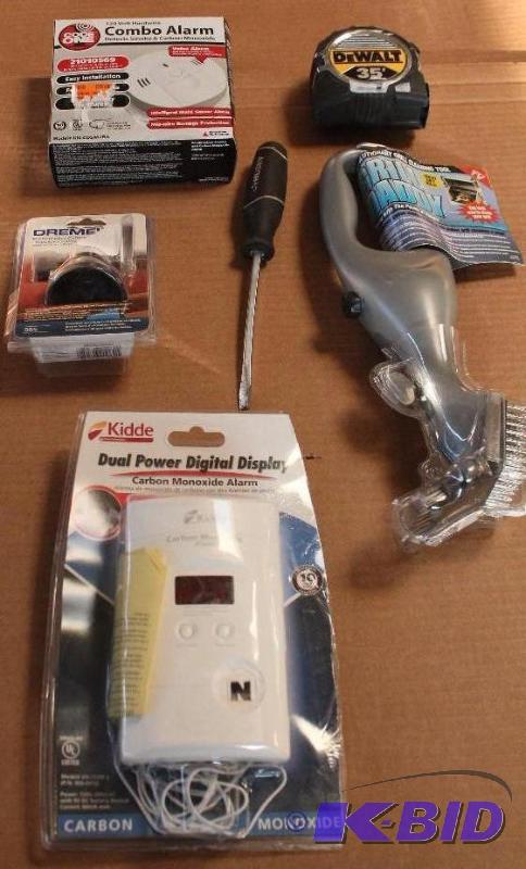 6 Item Lot Code One Carbon Monoxide Alarm, Grill Brush and More