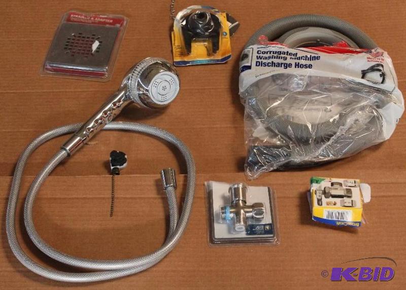 7 Item Lot Washing Machine Discharge Hose, Hand Held Shower Head and More