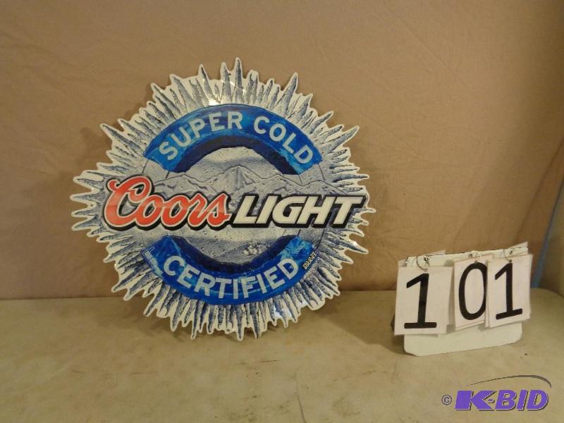 lot 101 image: Metal Coors Light Sign. Measures approximatel...