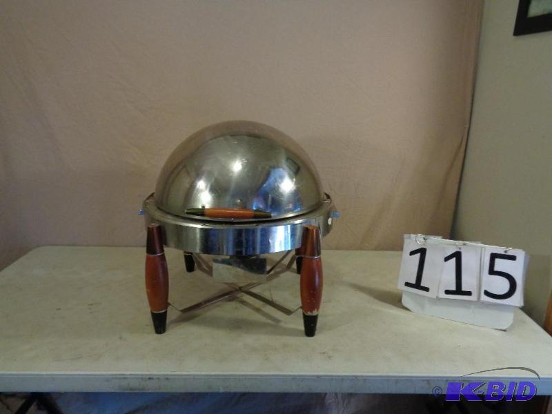 lot 115 image: Nice Heavy Chaffing Dish. Needs cleaning....