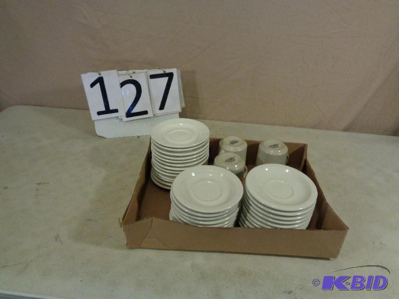 lot 127 image: Approximately 33 Assorted Saucers and 4 Mugs....